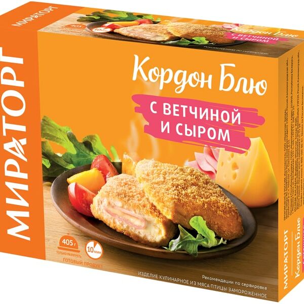 Кордон блю Мираторг с ветчиной и сыром 405г