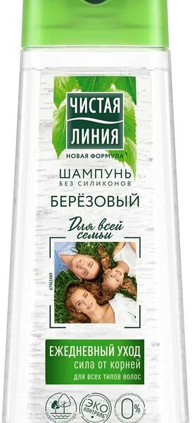 Шампунь-бальзам для волос Чистая Линия 2в1 для всей семьи Березовый увлажняет и смягчает волосы 250мл