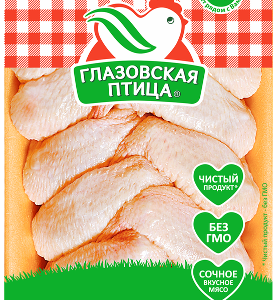 Крыло куриное ПФ ГЛАЗОВСКАЯ охл. подложка вес до 1.4 кг