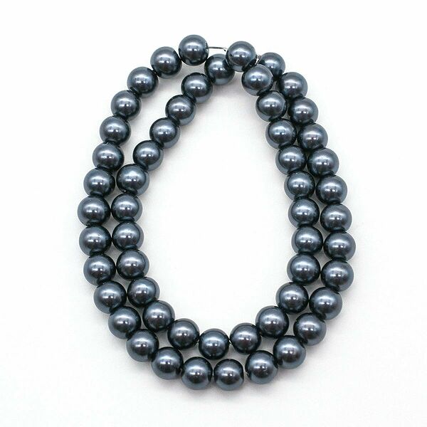 Бусины стеклянные на нитке, 8 мм, длина 40см(SB-27 графит)