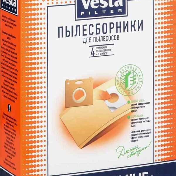 Пылесборники для пылесосов универсальные UN 01 +1 фильтр 4 шт ТМ Vesta Filter (Веста Филтер)
