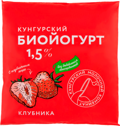 

Биойогурт Кунгурский молочный комбинат клубника 1.5% 400 г