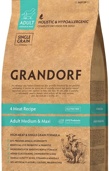 Сухой корм для собак Grandorf Adult Medium & Maxi для средних и крупных пород 4 вида мяса 1кг