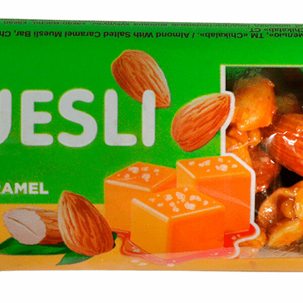 Батончик ореховый CHIKALAB MUESLI Миндаль с солёной карамелью (без сахара)