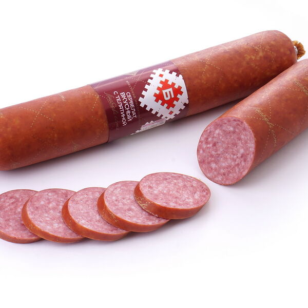 Изд мясн колб в/к Колбаса салями Сервелат вкусный с телятиной в/с вес в/у Брестский МК