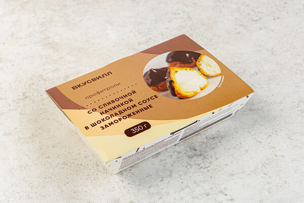 Профитроли со сливочной начинкой в шоколад. соусе заморозка Продукт замороженный