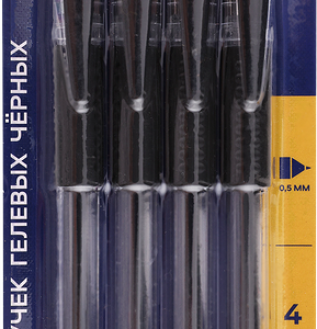 Набор гелевых ручек ЛЕНТА черный, 4шт