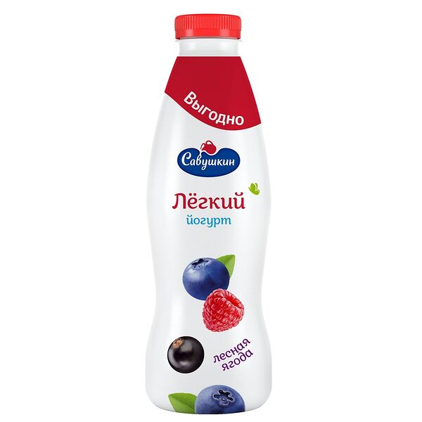 Йогурт Лёгкий с наполнителем Лесная ягода 1% 900г пэт Савушкин продукт