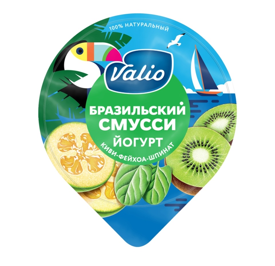

Йогурт смусси Valio Бразильский Киви-фейхоа-шпинат 2.6% 140 г