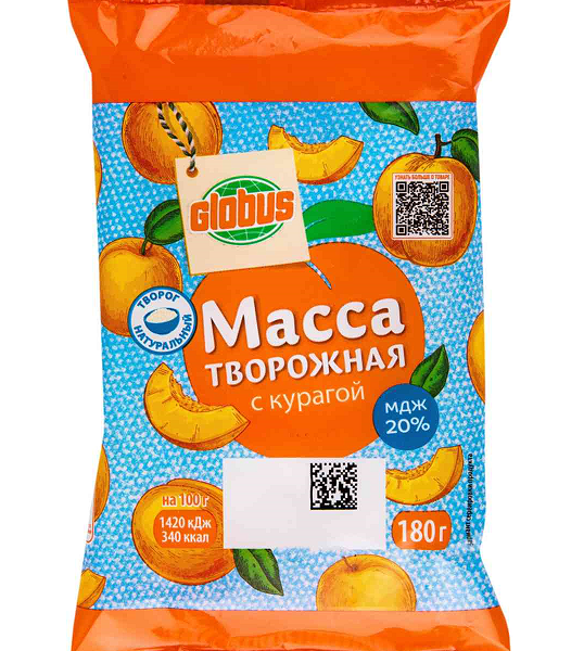 Масса творожная Глобус с курагой 20%