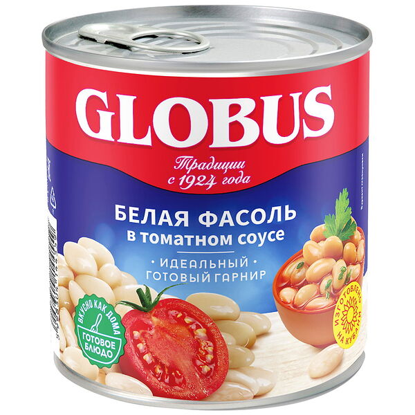 Фасоль в томатном соусе ж/б 400г Globus