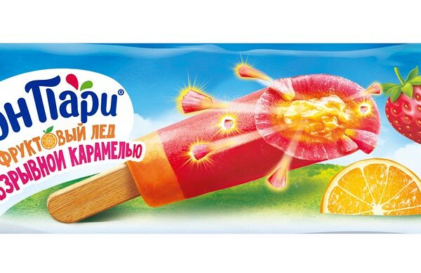 Лёд фруктовый Бон Пари Взрывной ураган с взрывной карамелью 60 г