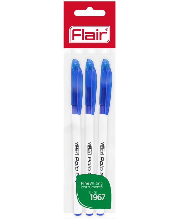 

Набор ручек FLAIR Шариковых синие,с грипом,1мм,3шт POLO GRIP