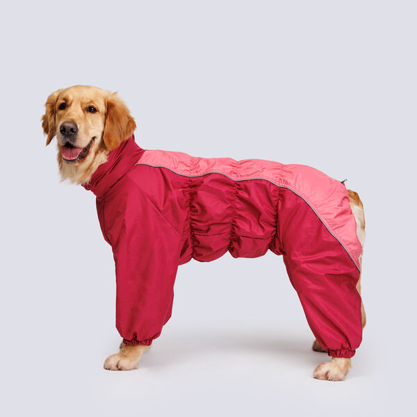 Комбинезон теплый для лабрадора-ретривера и хаски, 56x54x92 см, розовый-бордо (девочка)