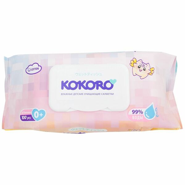 Салфетки влажные детские очищающие Kokoro, 100шт