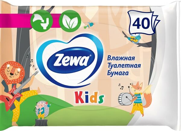 Туалетная бумага Zewa влажная детская 40шт