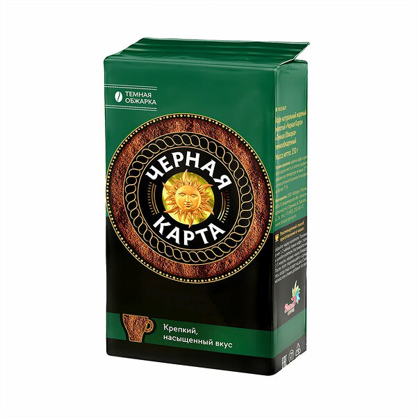 Кофе молотый, ЧЁРНАЯ КАРТА, тёмная обжарка, 250 г