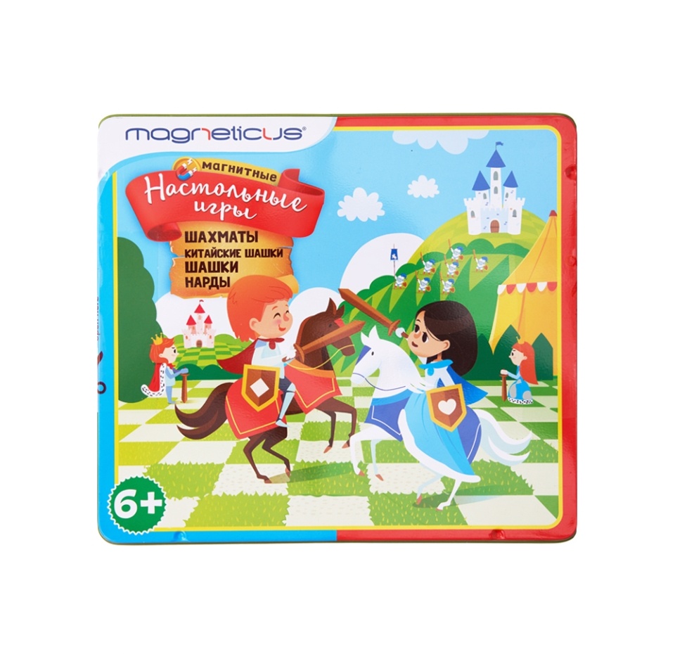 

Магнитные настольные игры MAGNETICUS 4-в-1: (шахматы, шашки, китайские шашки, нарды) 6+