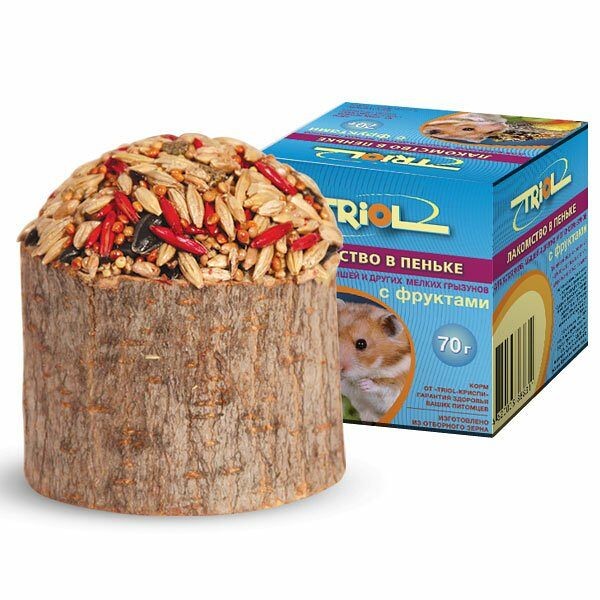Лакомство для грызунов Triol Standard в пеньке с фруктами