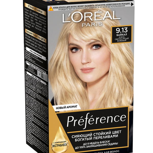 L'Oreal Paris Стойкая краска для волос Preference, оттенок 9.13, Байкал, очень светло-русый бежевый