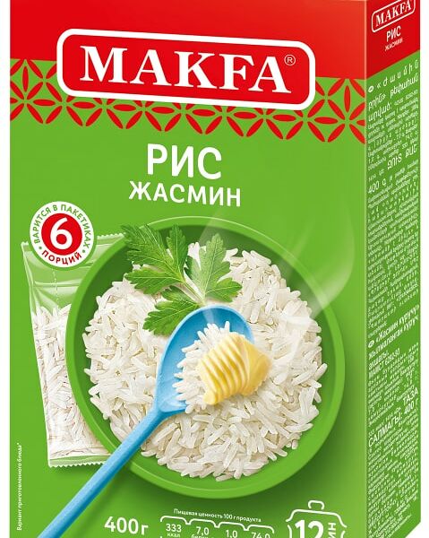 Рис Makfa Жасмин шлифованный 6пак*66.6г