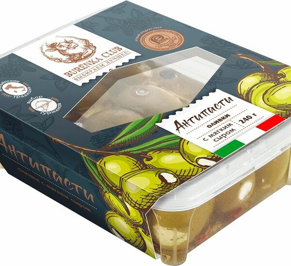 Антипасти BURENKA CLUB Оливки с мягким сыром в масле