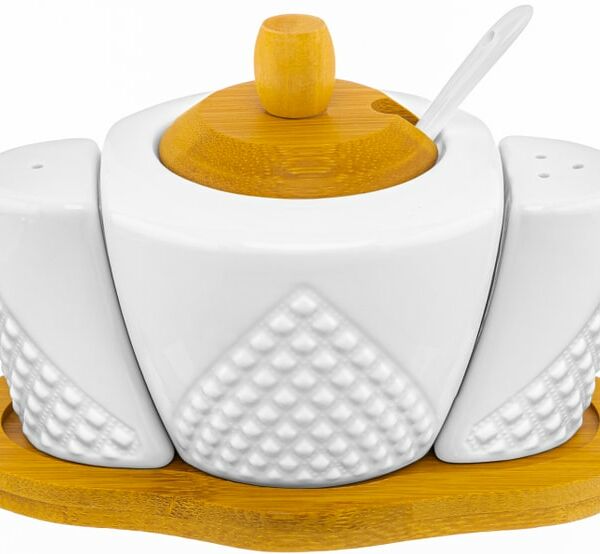 Набор для специй и сахарница Elan Gallery Ромбики с ложкой на подставке 3 предмета