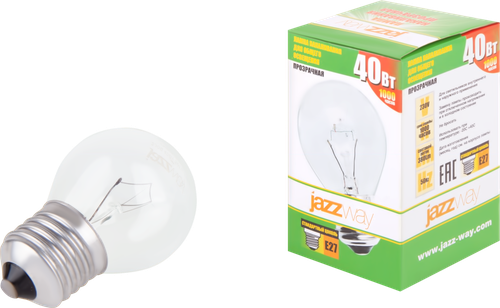 

Лампа накаливания JAZZWAY P45 40Вт E27, 240V, прозрачная