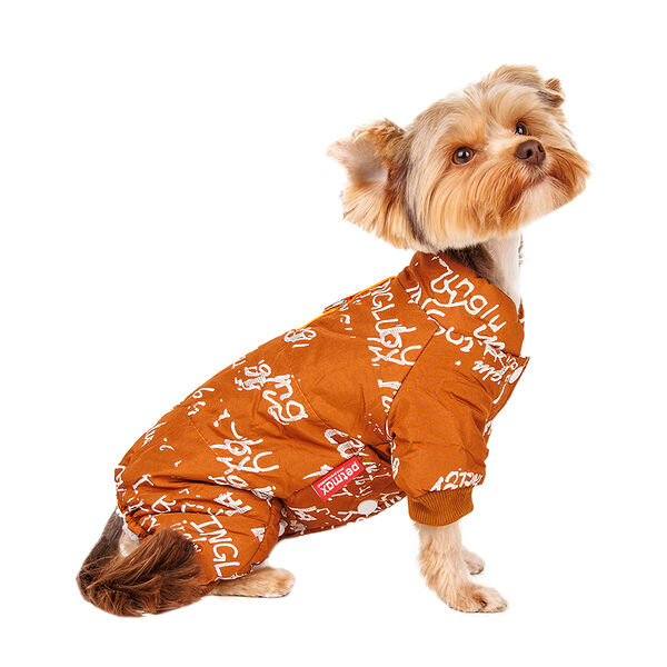 Комбинезон для собак с буквами XS терракотовый (девочка)