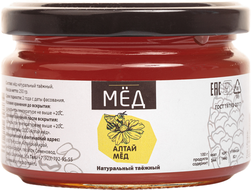 

Мед таежный АЛТАЙ МЕД натуральный, 250г