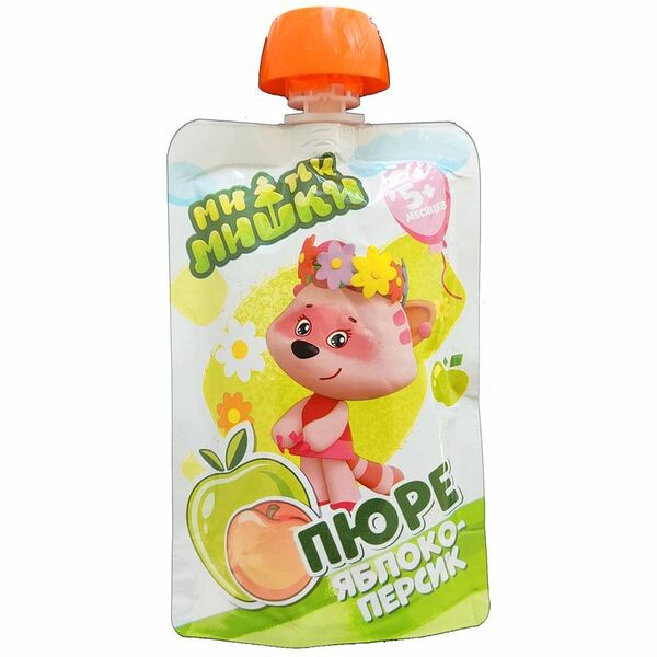 Пюре Ми-Ми-Мишки яблоко персик с 5 месяцев 90г