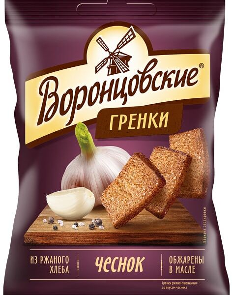 Сухарики-гренки Воронцовские Чеснок 60г