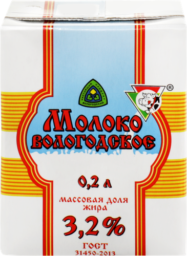 

Молоко питьевое Вологодское ультрапастеризованное 3,2% 200 мл