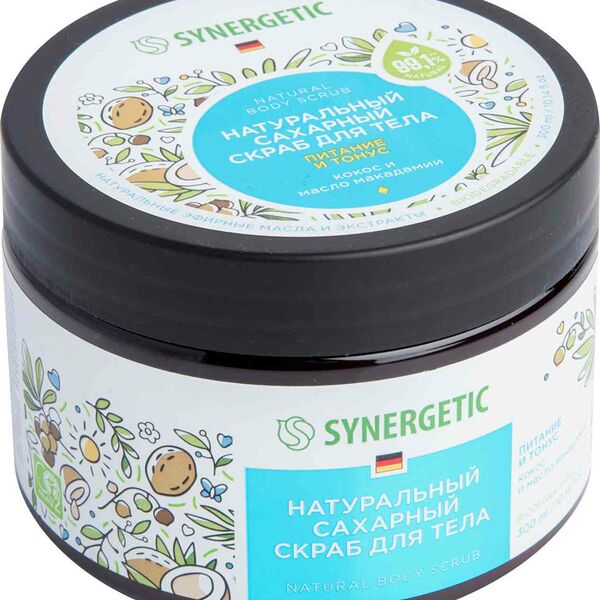 Скраб для тела Synergetic Питание и тонус Кокос и масло макадамии