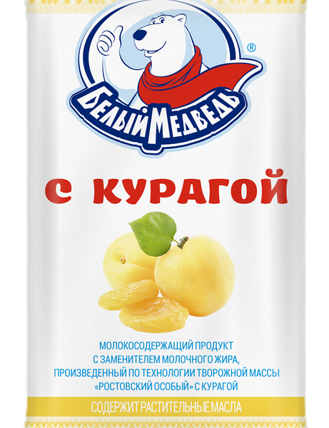 Продукт творожный Белый Медведь с курагой 22%, с змж