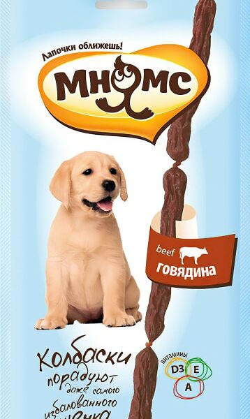 Лакомство для щенков Мням Мнямс мягкие колбаски с говядиной 30г