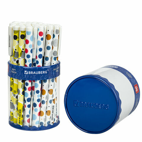 Ручка шариковая Brauberg Soft touch grip dots синяя мягкое покрытие ассорти узел 0,7мм 143722