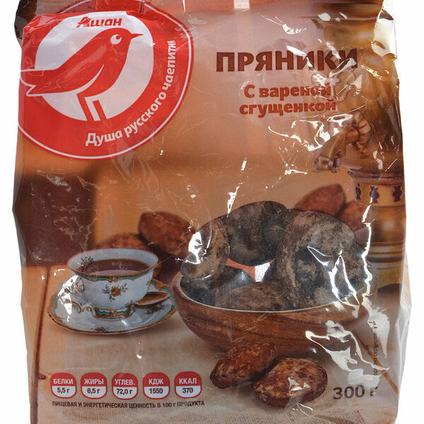 Пряники АШАН Красная птица с вареной сгущенкой