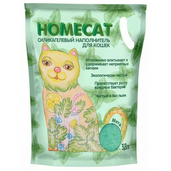 Homecat Силикагелевый наполнитель Homecat Мята 7,6 л