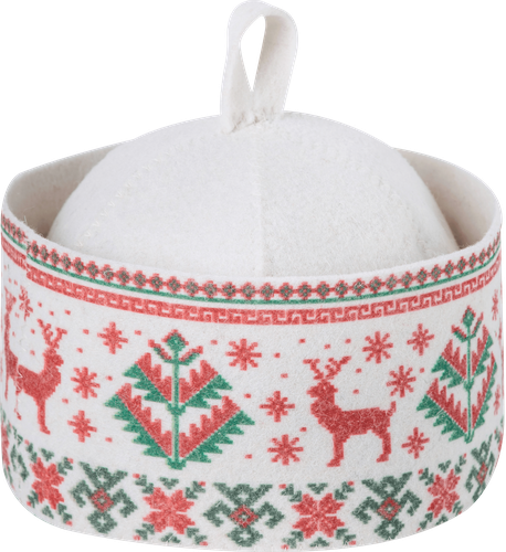 

Шапка банная НЕВСКИЙ БАНЩИК с орнаментом олени, белая, фетр, Арт. Б49285