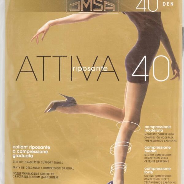 Колготки женские Attiva (Аттива) цвет: fumo/темно-серый, размер 5, 40 den ТМ Omsa (Омса)
