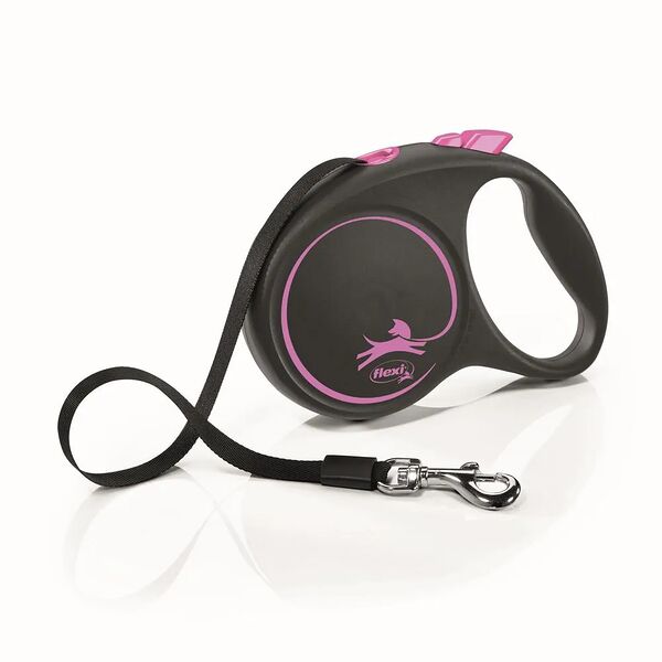 Flexi рулетка Black Design L до 50 кг, черный/розовый, 5 м 