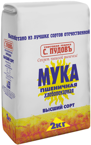 

Мука С.Пудовъ пшеничная хлебопекарная, высший сорт 2 кг