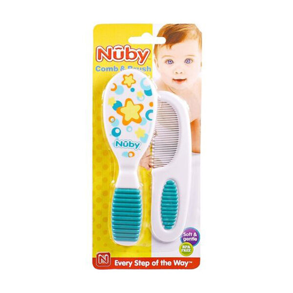 Nuby детская расческа щетка синяя 3M+