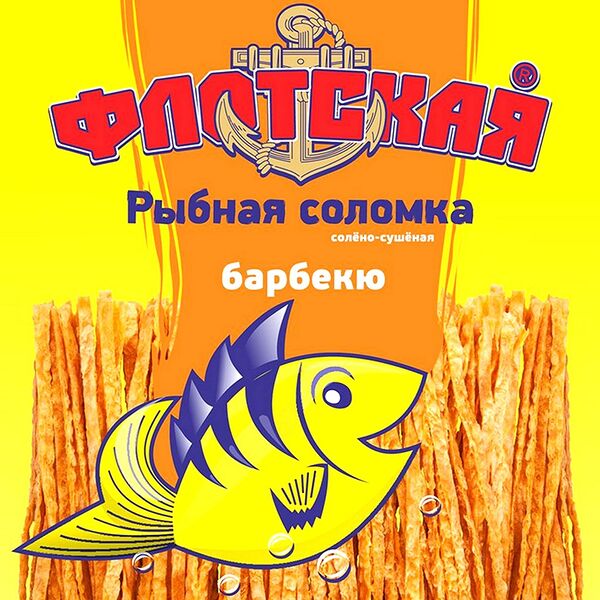 Соломка рыбная Флотская со вкусом барбекю солено-сушеная