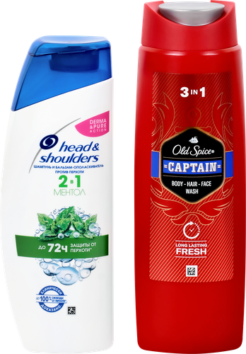 

Набор подарочный: шампунь Head Shoulders 2в1 Ментол 200 мл, гель для душа Old Spice 250 мл