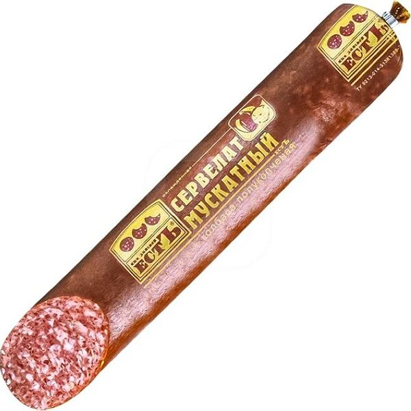 Колбаса полукопченая Динской МПК Сервелат Мускатный Естъ