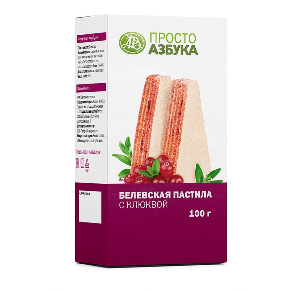 

Белевская пастила Просто Азбука Клюква с сахаром 100 г