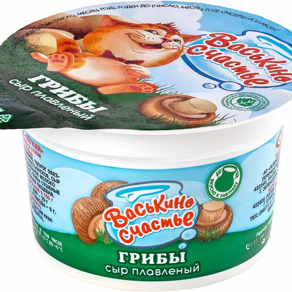 Сыр плавленый Васькино Счастье Легкий с грибами 50% 180г