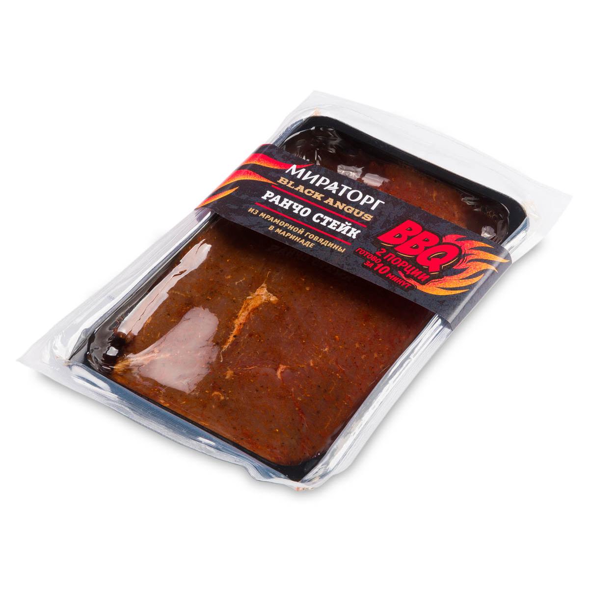

Стейк из мраморной говядины Мираторг Black Angus ранчо в маринаде 680 г